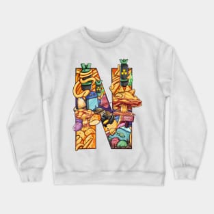 Initial Letter N doodle art Crewneck Sweatshirt